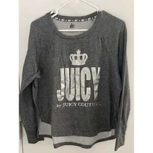JUICY COUTURE Gray Long Sleeve Crew Neck  Sleepwear Shirt Top Size large crown